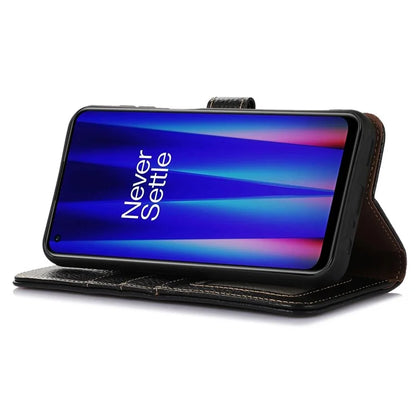For OnePlus 12 5G Genuine Cow Leather Lychee Texture Case RFID Blocking