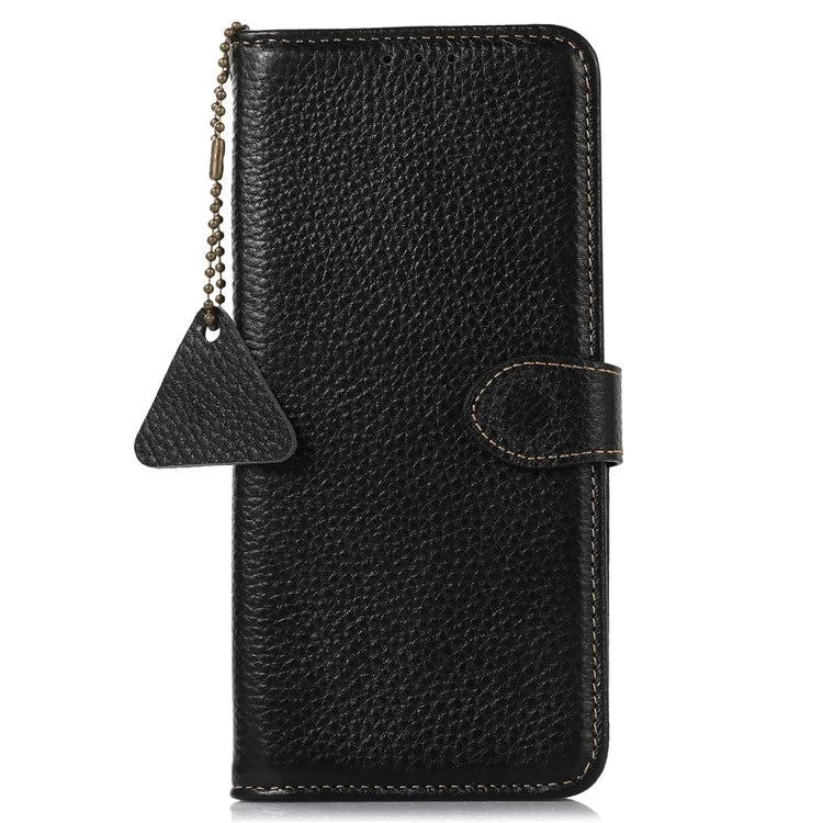 For OnePlus 12 5G Genuine Cow Leather Lychee Texture Case RFID Blocking