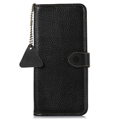 For OnePlus 12 5G Genuine Cow Leather Lychee Texture Case RFID Blocking