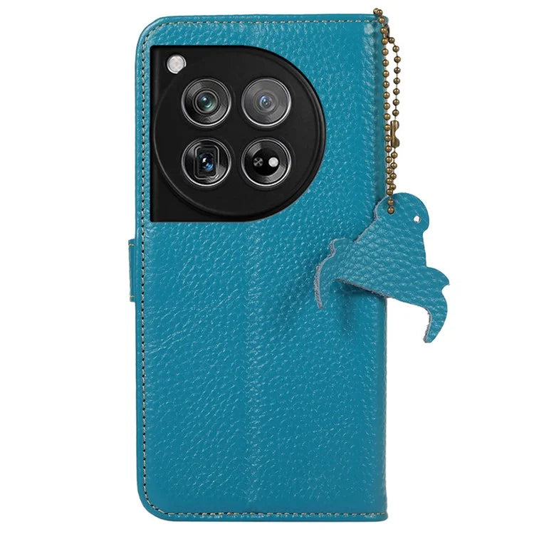 For OnePlus 12 5G Genuine Cow Leather Lychee Texture Case RFID Blocking