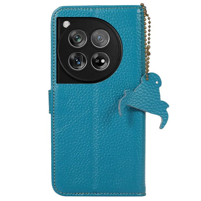 For OnePlus 12 5G Genuine Cow Leather Lychee Texture Case RFID Blocking
