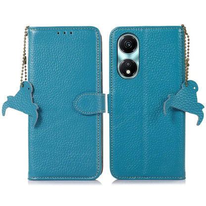 For Honor X5 Plus Genuine Cow Leather Case with RFID Blocking Wallet