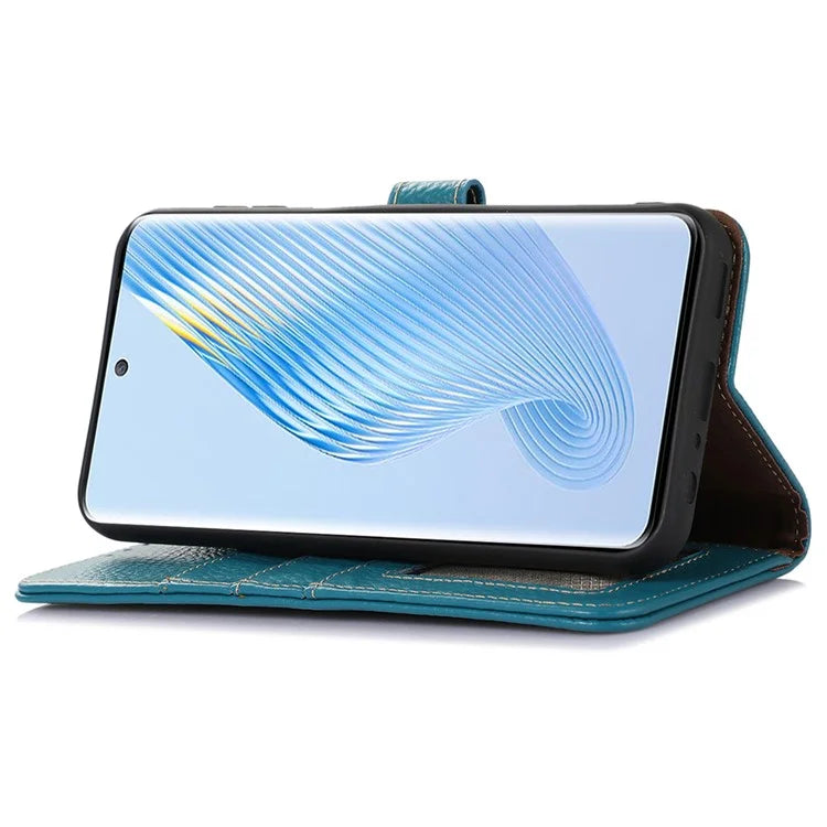 For Honor X5 Plus Genuine Cow Leather Case with RFID Blocking Wallet