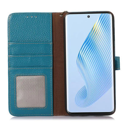 For Honor X5 Plus Genuine Cow Leather Case with RFID Blocking Wallet