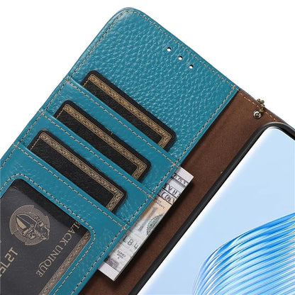 For Honor X5 Plus Genuine Cow Leather Case with RFID Blocking Wallet