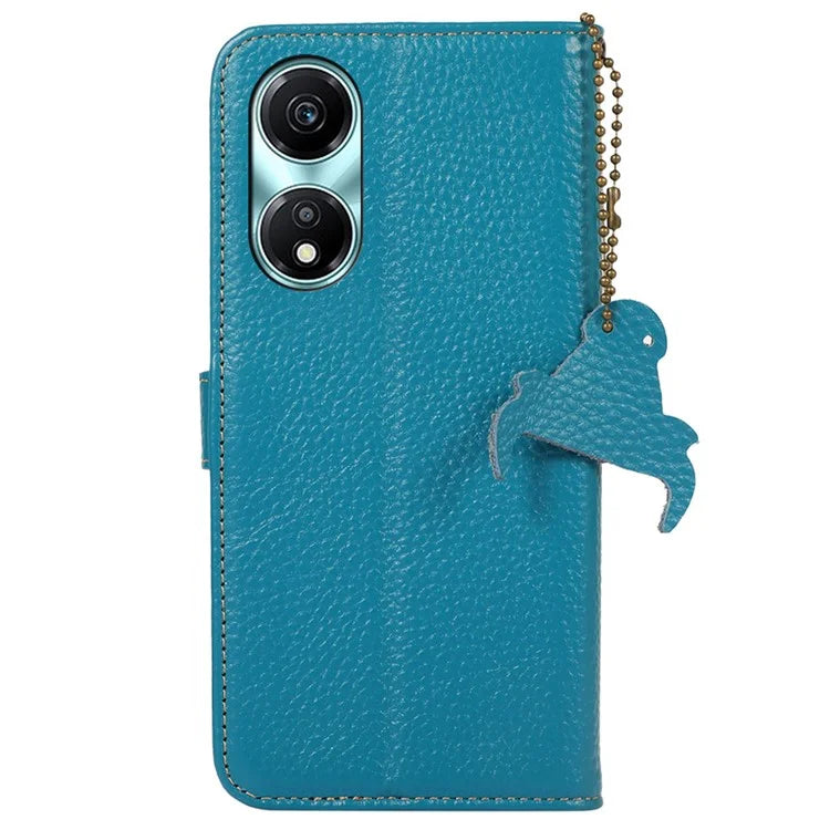 For Honor X5 Plus Genuine Cow Leather Case with RFID Blocking Wallet