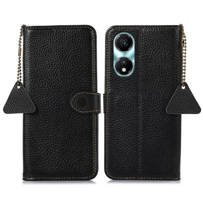 For Honor X5 Plus Genuine Cow Leather Case with RFID Blocking Wallet