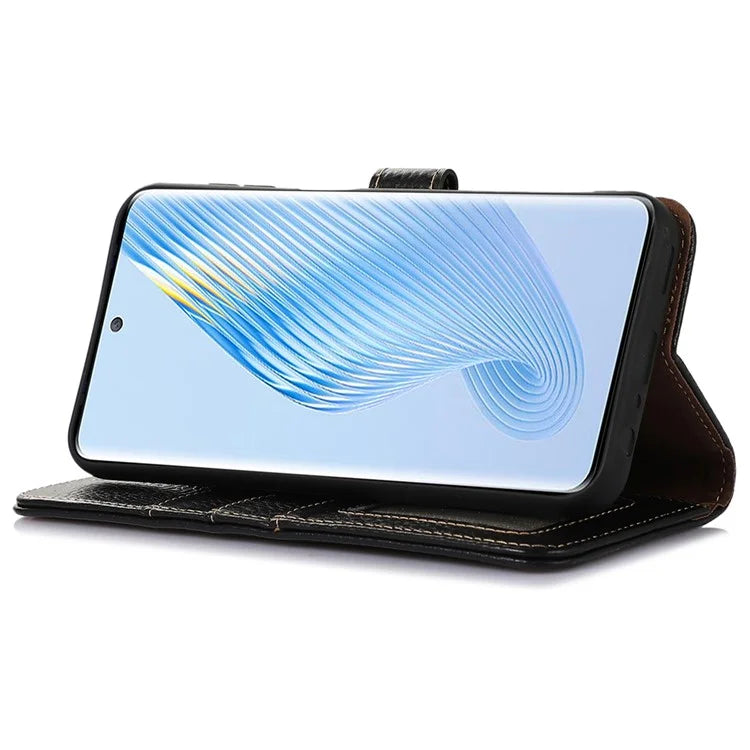 For Honor X5 Plus Genuine Cow Leather Case with RFID Blocking Wallet