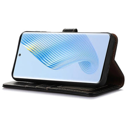 For Honor X5 Plus Genuine Cow Leather Case with RFID Blocking Wallet