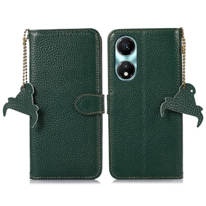 For Honor X5 Plus Genuine Cow Leather Case with RFID Blocking Wallet