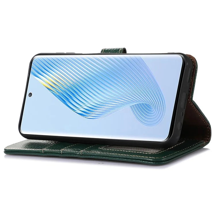 For Honor X5 Plus Genuine Cow Leather Case with RFID Blocking Wallet