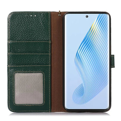 For Honor X5 Plus Genuine Cow Leather Case with RFID Blocking Wallet
