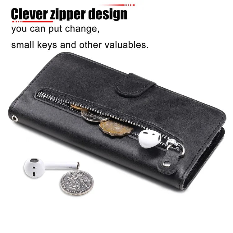 For Xiaomi Redmi Note 13 Pro 5G / Poco X6 5G Case Leather Phone Cover Zipper Wallet Stand