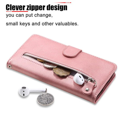 For Xiaomi Redmi Note 13 Pro 5G / Poco X6 5G Case Leather Phone Cover Zipper Wallet Stand