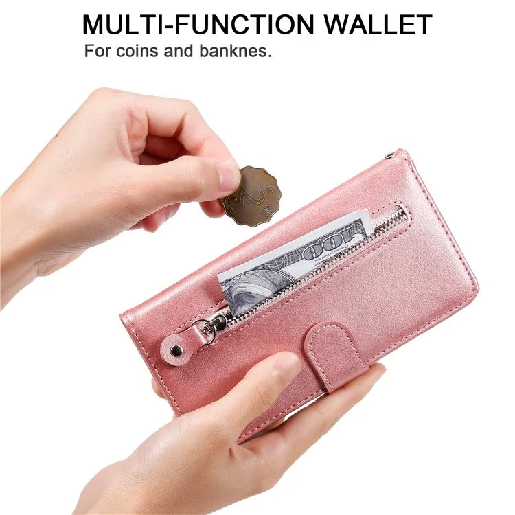 For Xiaomi Redmi Note 13 Pro 5G / Poco X6 5G Case Leather Phone Cover Zipper Wallet Stand