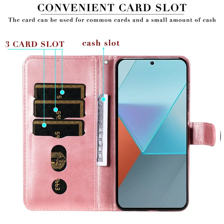 For Xiaomi Redmi Note 13 Pro 5G / Poco X6 5G Case Leather Phone Cover Zipper Wallet Stand