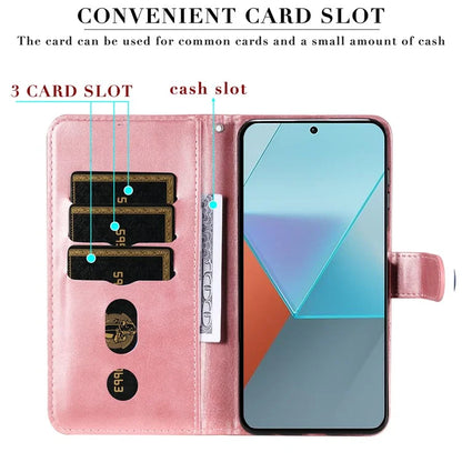 For Xiaomi Redmi Note 13 Pro 5G / Poco X6 5G Case Leather Phone Cover Zipper Wallet Stand