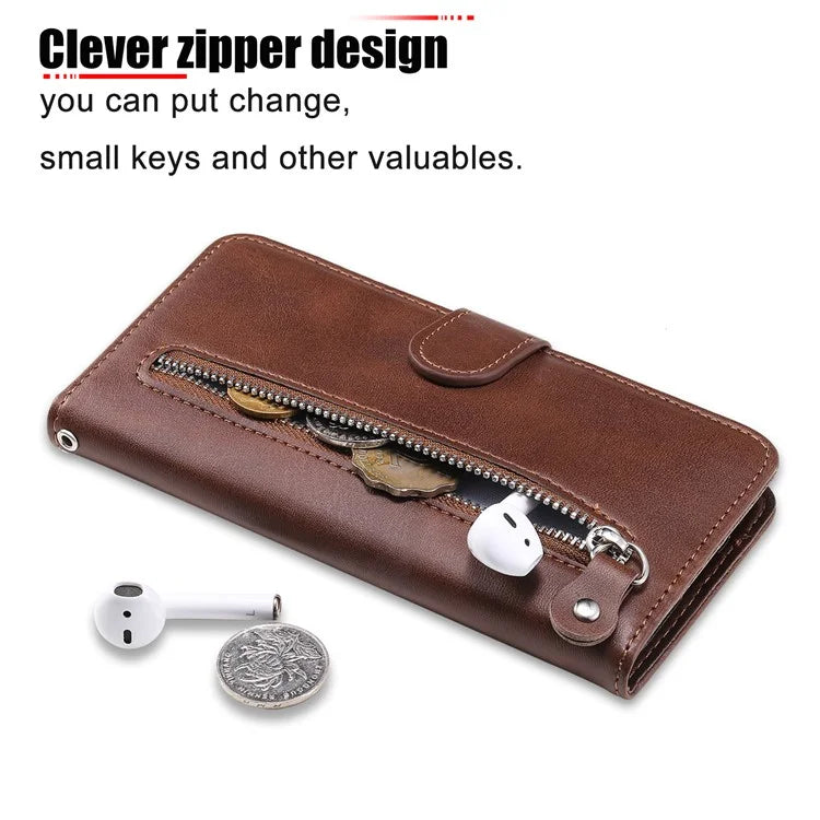For Xiaomi Redmi Note 13 Pro 5G / Poco X6 5G Case Leather Phone Cover Zipper Wallet Stand