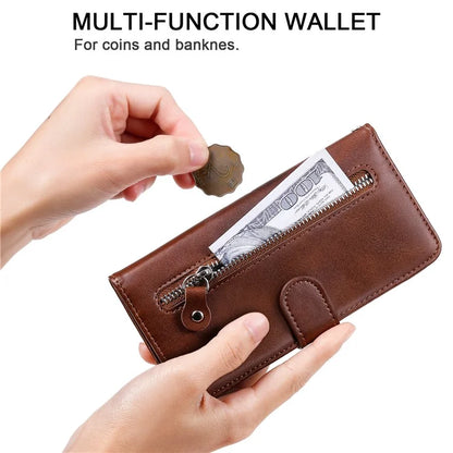 For Xiaomi Redmi Note 13 Pro 5G / Poco X6 5G Case Leather Phone Cover Zipper Wallet Stand