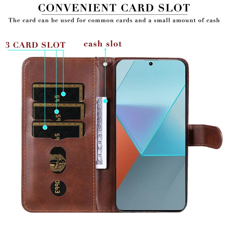 For Xiaomi Redmi Note 13 Pro 5G / Poco X6 5G Case Leather Phone Cover Zipper Wallet Stand