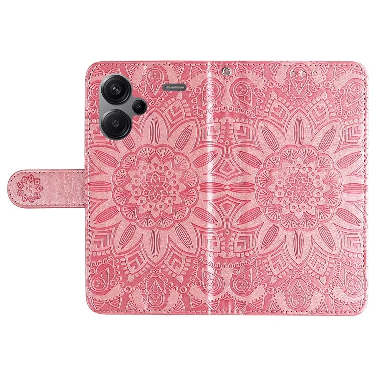 For Xiaomi Redmi Note 13 Pro+ 5G Leather Case Wallet Cover Stand with Strap, Sunflower Pattern