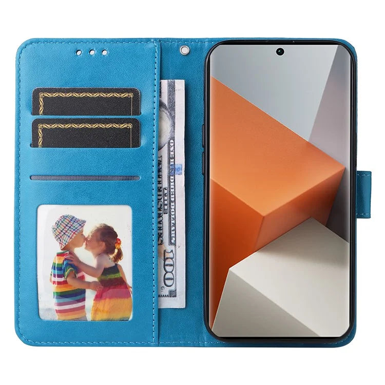 For Xiaomi Redmi Note 13 Pro+ 5G Leather Case Wallet Cover Stand with Strap, Sunflower Pattern