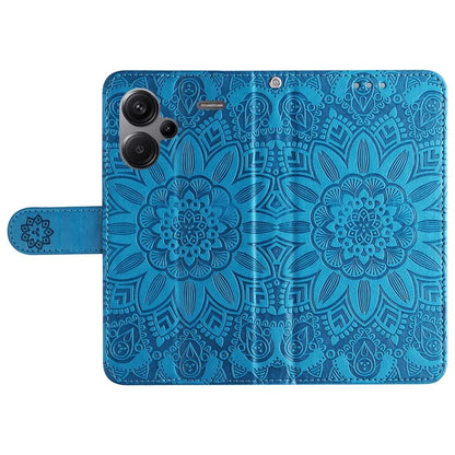 For Xiaomi Redmi Note 13 Pro+ 5G Leather Case Wallet Cover Stand with Strap, Sunflower Pattern