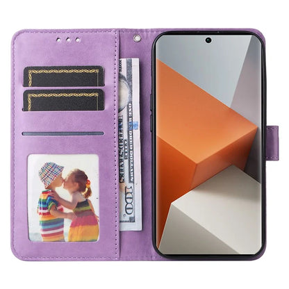 For Xiaomi Redmi Note 13 Pro+ 5G Leather Case Wallet Cover Stand with Strap, Sunflower Pattern