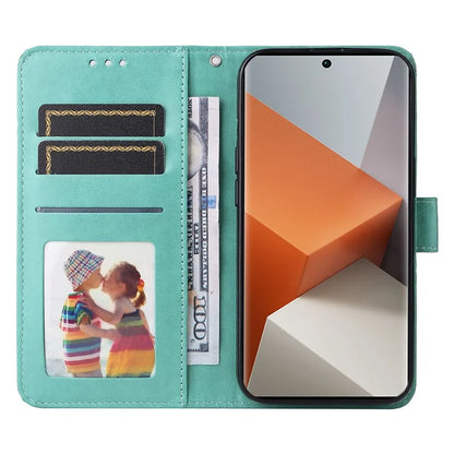 For Xiaomi Redmi Note 13 Pro+ 5G Leather Case Wallet Cover Stand with Strap, Sunflower Pattern