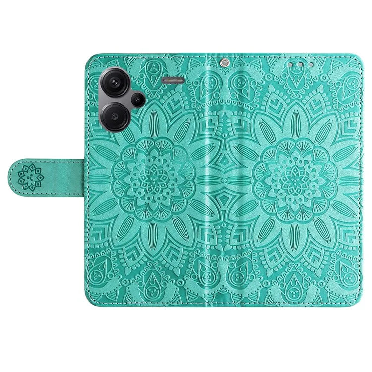 For Xiaomi Redmi Note 13 Pro+ 5G Leather Case Wallet Cover Stand with Strap, Sunflower Pattern