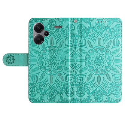 For Xiaomi Redmi Note 13 Pro+ 5G Leather Case Wallet Cover Stand with Strap, Sunflower Pattern