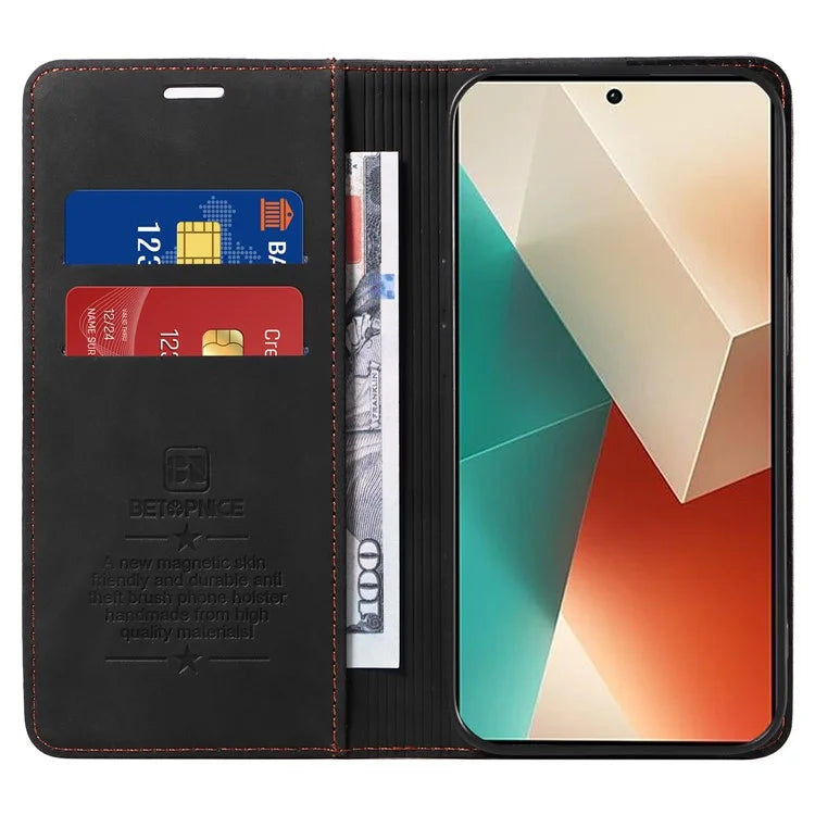 BETOPNICE 003 for Xiaomi Redmi Note 13 5G Leather Case RFID Blocking Stand Wallet