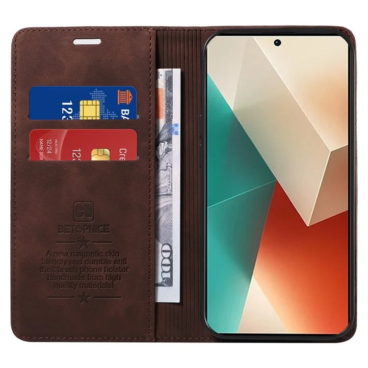 BETOPNICE 003 for Xiaomi Redmi Note 13 5G Leather Case RFID Blocking Stand Wallet