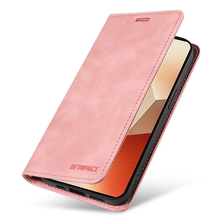 BETOPNICE 003 for Xiaomi Redmi Note 13 5G Leather Case RFID Blocking Stand Wallet