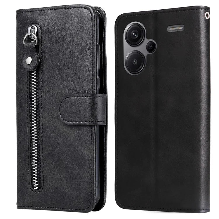 For Xiaomi Redmi Note 13 Pro+ 5G Case Stand Calf Texture Leather Cover Zipper Wallet