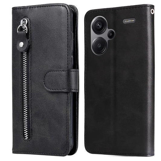 For Xiaomi Redmi Note 13 Pro+ 5G Case Stand Calf Texture Leather Cover Zipper Wallet