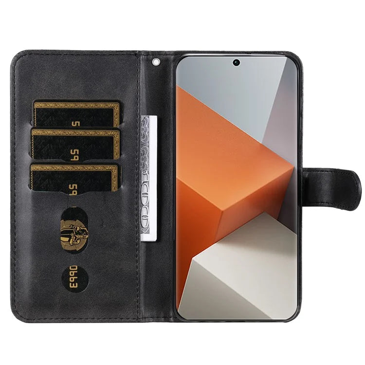 For Xiaomi Redmi Note 13 Pro+ 5G Case Stand Calf Texture Leather Cover Zipper Wallet