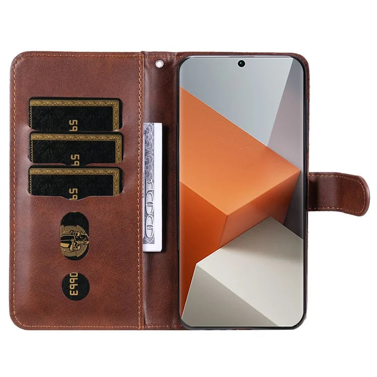 For Xiaomi Redmi Note 13 Pro+ 5G Case Stand Calf Texture Leather Cover Zipper Wallet
