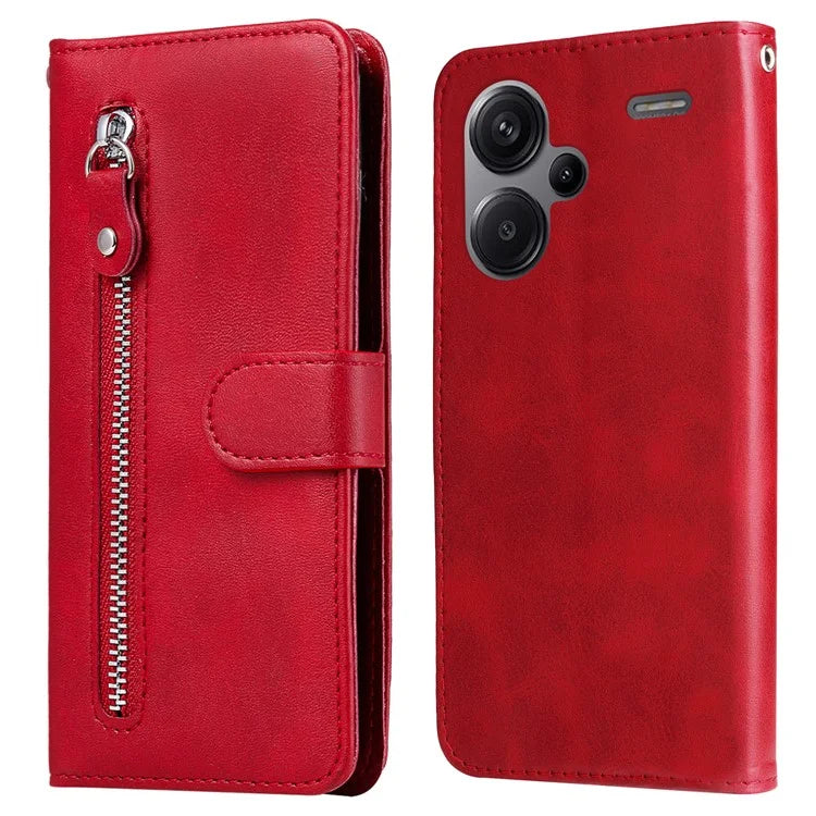 For Xiaomi Redmi Note 13 Pro+ 5G Case Stand Calf Texture Leather Cover Zipper Wallet