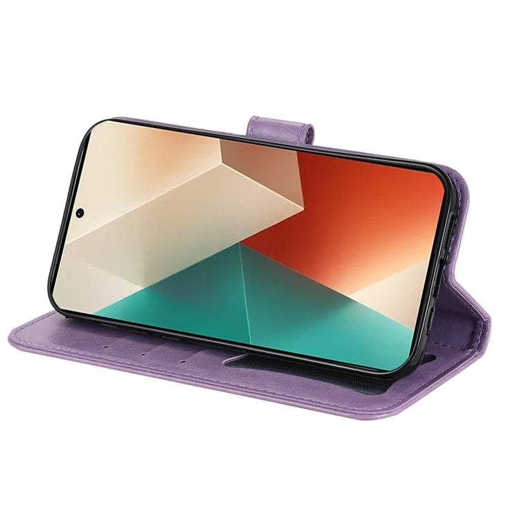 For Xiaomi Redmi Note 13 5G Case Leather Wallet Stand Cover, Blossoming Flower Printing