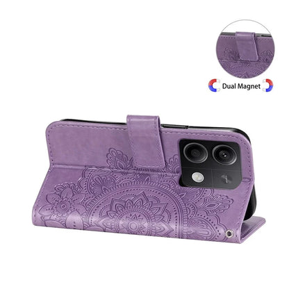 For Xiaomi Redmi Note 13 5G Case Leather Wallet Stand Cover, Blossoming Flower Printing