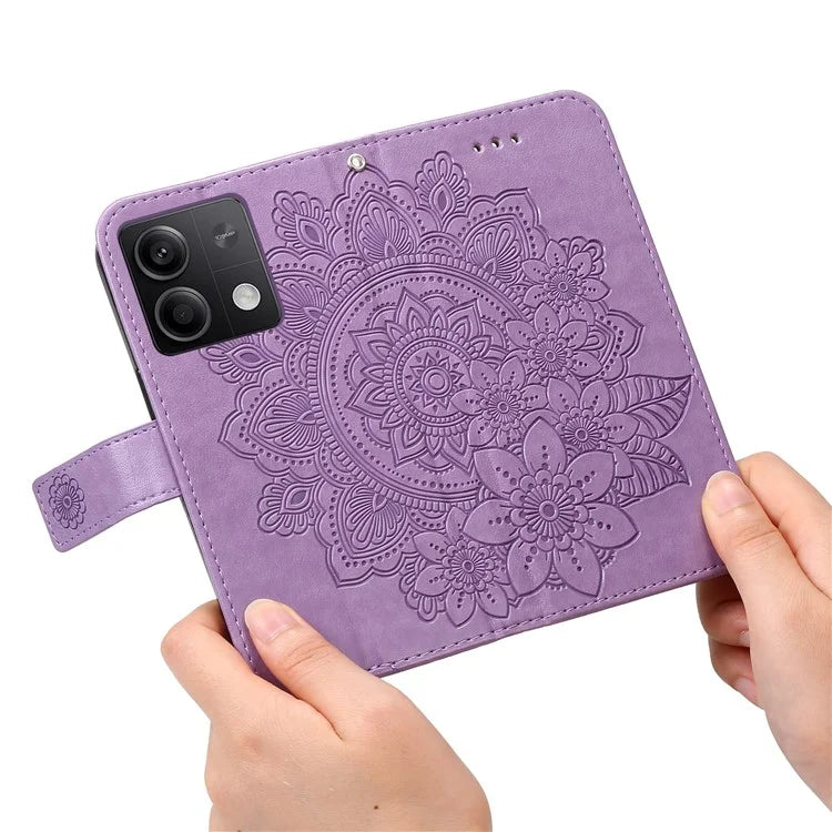 For Xiaomi Redmi Note 13 5G Case Leather Wallet Stand Cover, Blossoming Flower Printing
