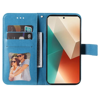 For Xiaomi Redmi Note 13 5G Case Leather Wallet Stand Cover, Blossoming Flower Printing