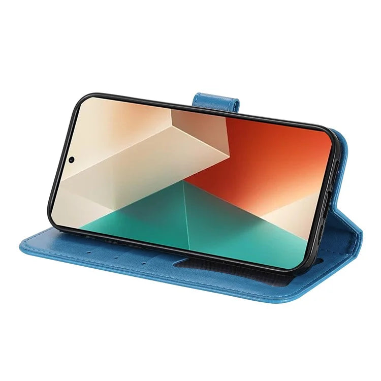 For Xiaomi Redmi Note 13 5G Case Leather Wallet Stand Cover, Blossoming Flower Printing