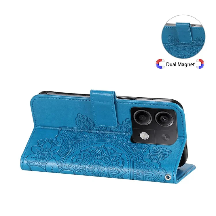 For Xiaomi Redmi Note 13 5G Case Leather Wallet Stand Cover, Blossoming Flower Printing