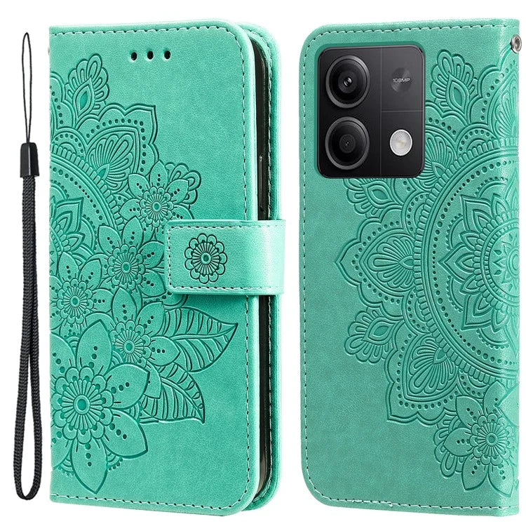 For Xiaomi Redmi Note 13 5G Case Leather Wallet Stand Cover, Blossoming Flower Printing