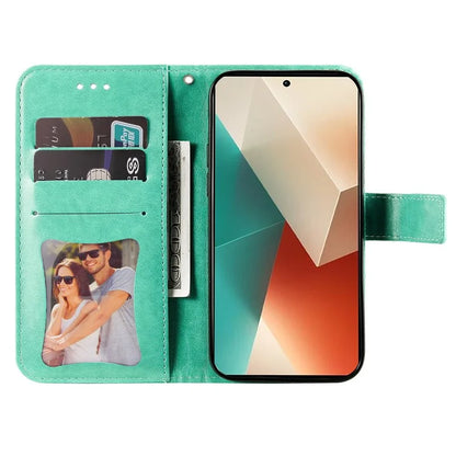 For Xiaomi Redmi Note 13 5G Case Leather Wallet Stand Cover, Blossoming Flower Printing