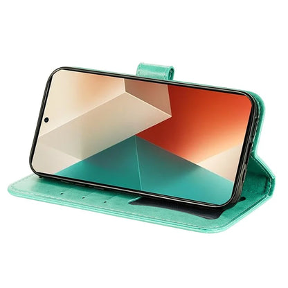 For Xiaomi Redmi Note 13 5G Case Leather Wallet Stand Cover, Blossoming Flower Printing