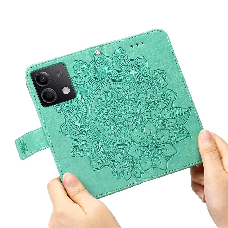 For Xiaomi Redmi Note 13 5G Case Leather Wallet Stand Cover, Blossoming Flower Printing