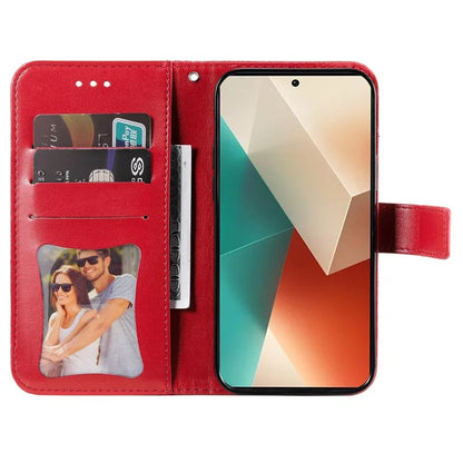 For Xiaomi Redmi Note 13 5G Case Leather Wallet Stand Cover, Blossoming Flower Printing
